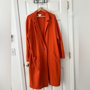 Maeve Anthropologie Sweater Womens XL Orange Cheri Longline Knit Coatigan